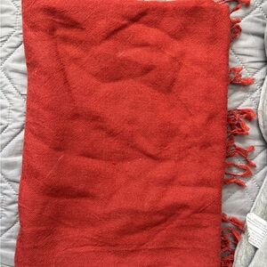 Wool Red Fringed Scarf